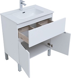 Aquanet Мебель для ванной Алвита New 70 1 ящик 2 дверцы белая матовая – фотография-8